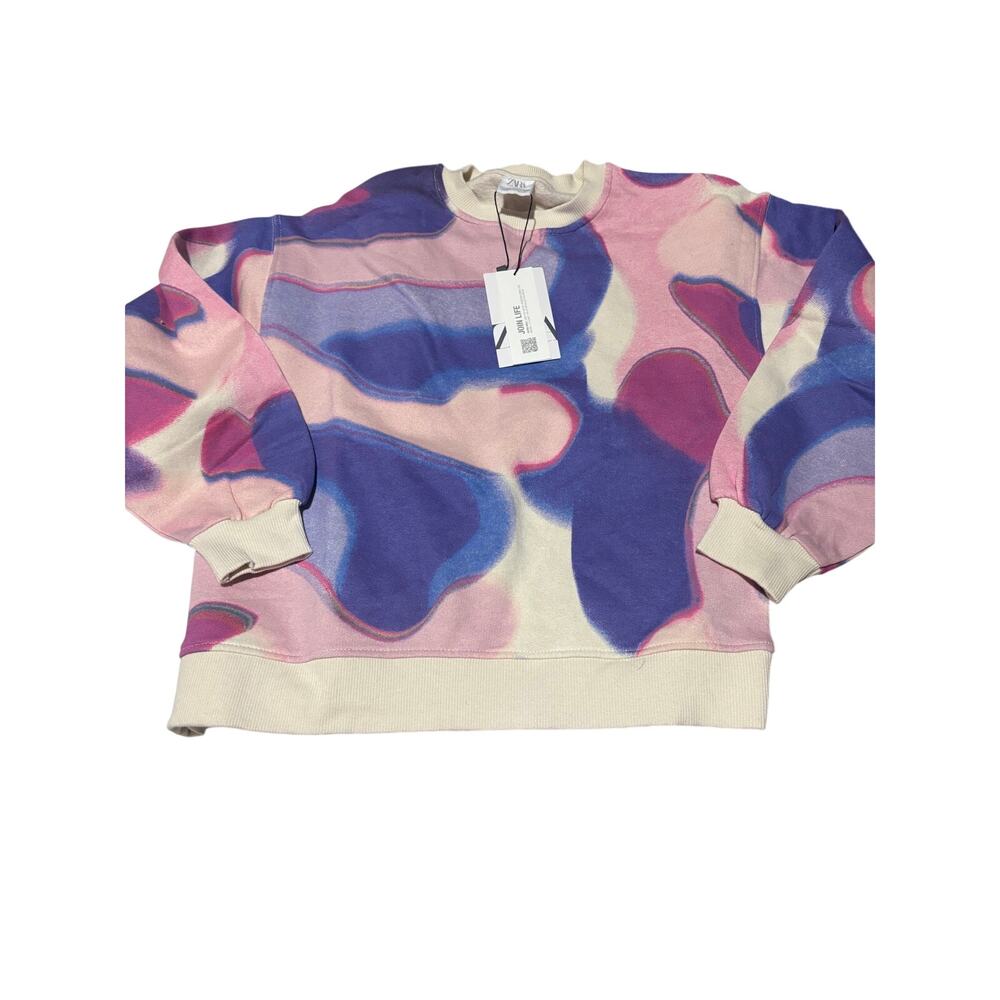 Zara 10 tie dye pink purple sweatshirt nwt elastic waist